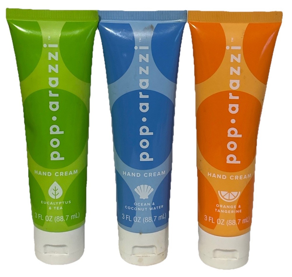 3x pop arazzi Hand Nail Cuticle Cream 1 fl oz Tangerine, Coconut, Eucalyptus