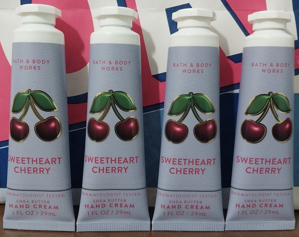 Bath & Body Works SWEETHEART CHERRY Shea Butter TRAVEL Hand Cream Set of 4 NEW