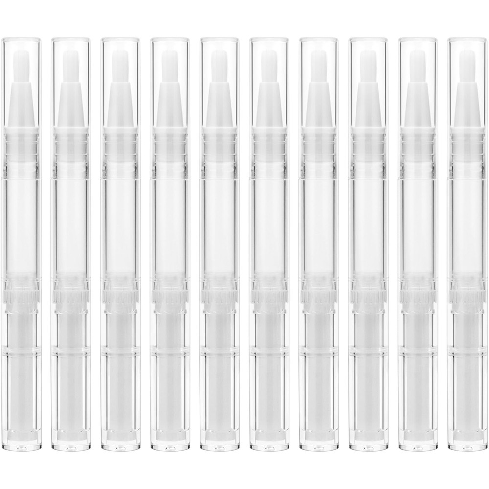 10Pcs 3ml Transparent Twist Pens Cuticle Oil Pen Empty Nail Oil Pen w/ Brush Tip