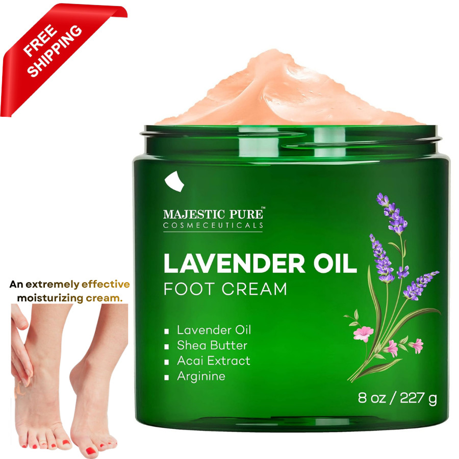 Majestic Pure Lavender Oil Foot Cream, Warming 8 Fl Oz (Pack of 1), pink