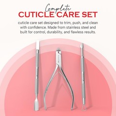 Suvorna Cuticle Nippers with Pusher, Nail Scraper and Polished Steel