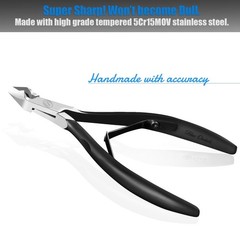 Cuticle Trimmer with Pusher – Half Jaw, Titanium Black