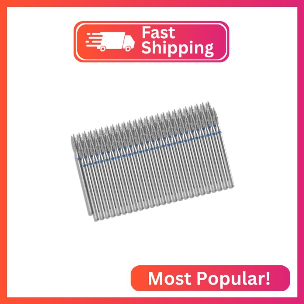 siyuwuro 50Pcs Flame Shape Cuticle Nail Drill Bits 3/32” Safety Carbide Nail Dr