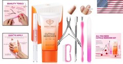 Cuticle Remover Kit with Cream Oil Tools & Trimmer for Nail Care Manicure