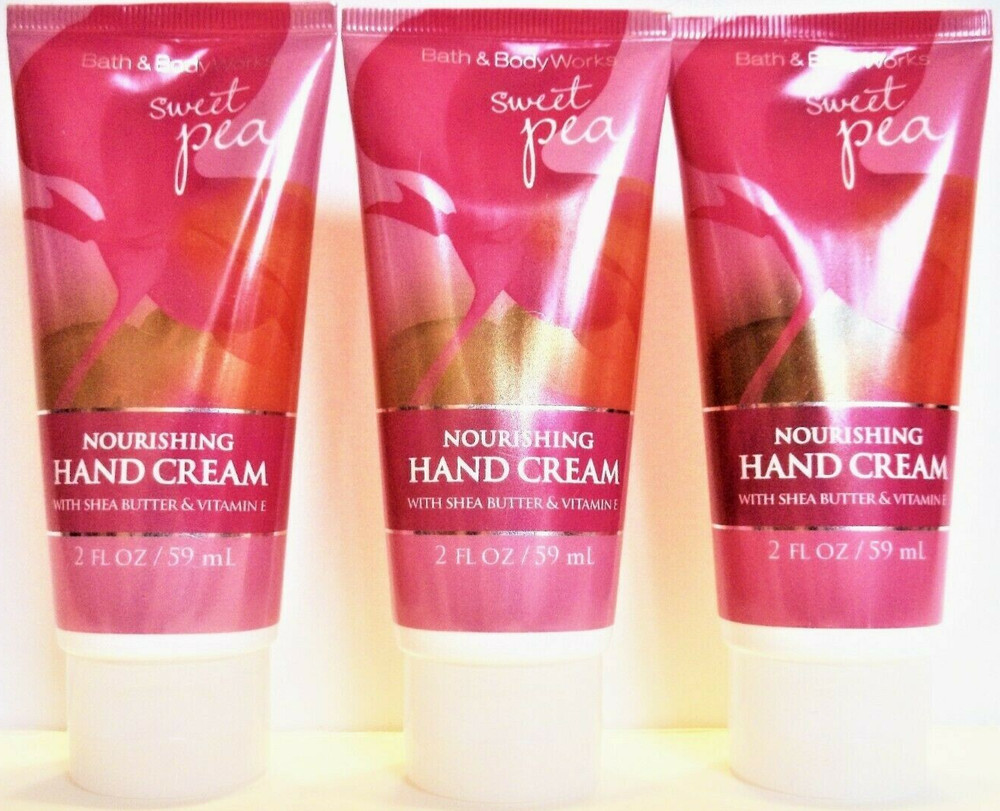 Bath Body Works SWEET PEA Nourishing Hand Cream, Shea Butter & Vitamin E NEW x 3