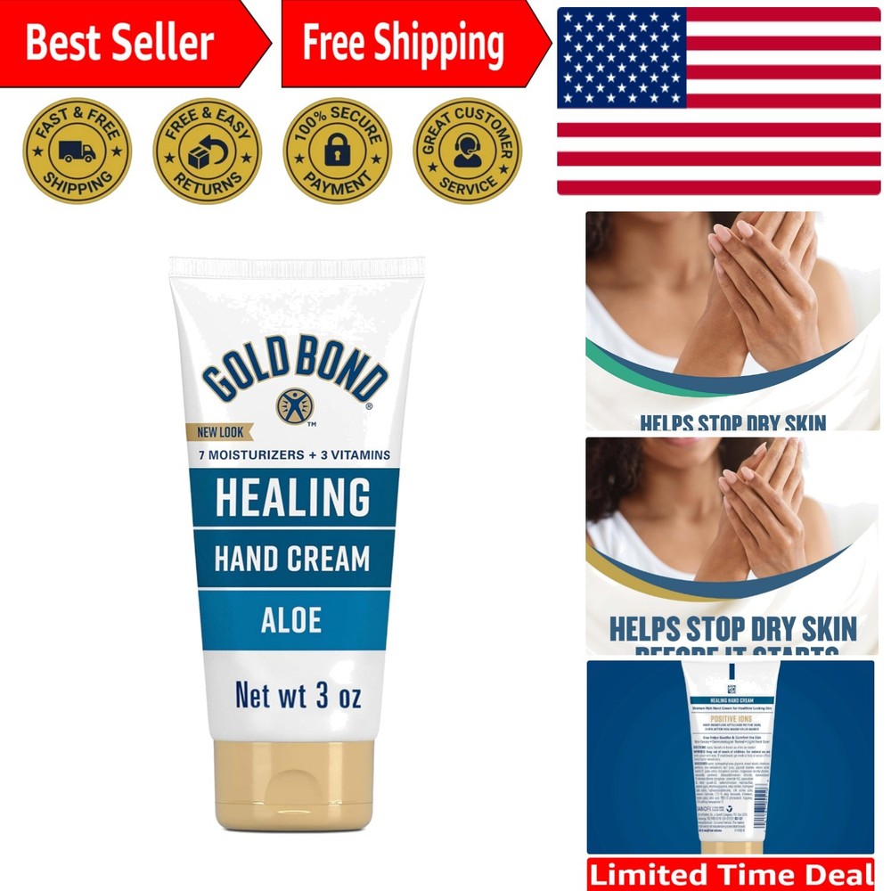 Nourishing Aloe Hand Cream for Dry Skin – 24hr Hydration, 3 Oz Tube