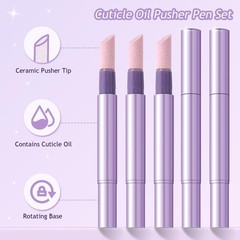 5PCS Cuticle Oil Pusher Pen Set, 2-in-1 Ceramic Cuticle Pushers with Oil for …