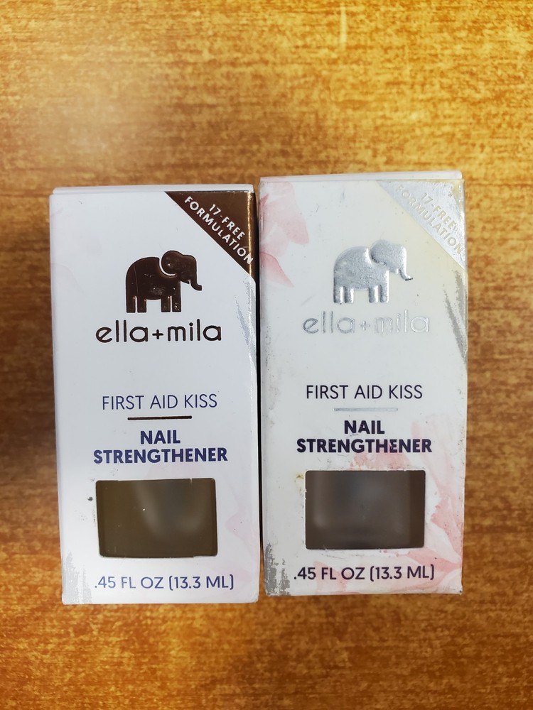 2 Pack: ella+mila *First Aid Kiss* Nail Strengthener 0.45 oz. ea. (1297) R8P5b
