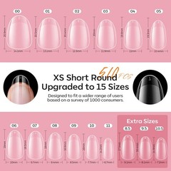 modelones X Nail Gel Kit Extra Short 510Pcs (15 Size), A4 Extra-Short-Oval