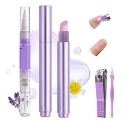 Ceramic Cuticle Oil Pusher Pen: 3-in-1 Nail Purple Kit-1, Kit-1