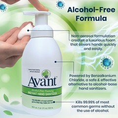Avant® Alcohol-Free Foaming Hand Sanitizer, 18 oz Bottle 18 Fl Oz (pack of 2)