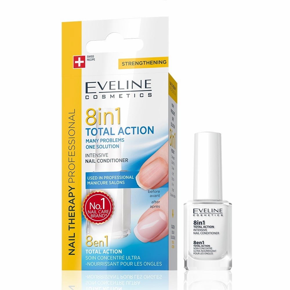 Intensive Nail Conditioner EVELINE 8 in 1 TOTAL ACTION – Nail Strengthener