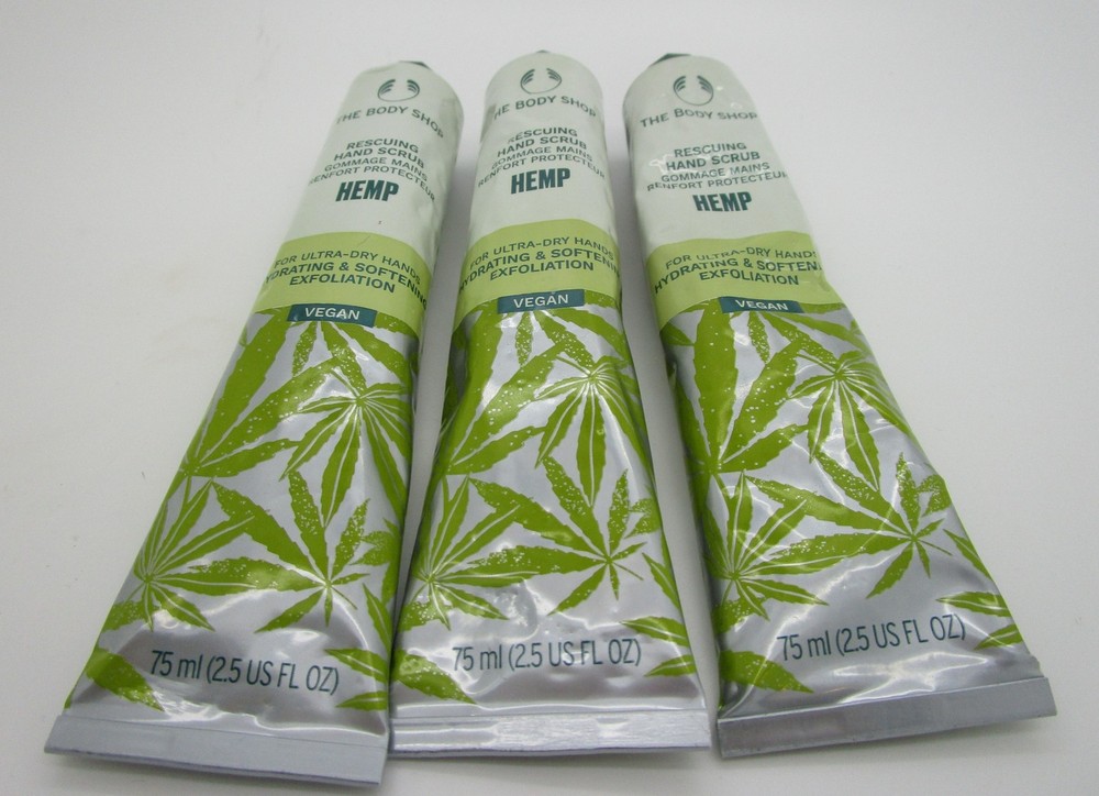 HEMP The Body Shop Rescuing HAND SCRUB Hydrating Exfoliation 2.5 oz – Lot of 3