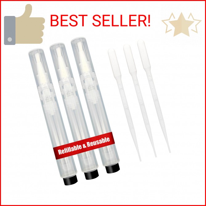 URGINO 3-Pack 6ml Real Refillable Cuticle Oil Pens, Nail Oil Pen Empty, Fillable
