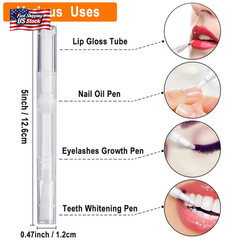 10 Pack 3 ML Transparent Twist Pens, Empty Cuticle Nail Oil Pen with Brush Tip,