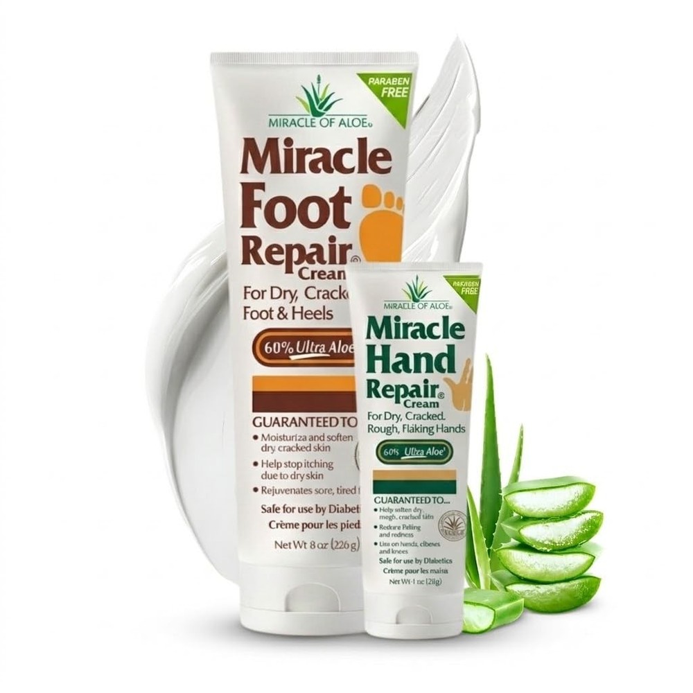 Miracle Foot Repair Cream, 8 oz + 1 Hand 4.5 Ounce (Pack of 2)