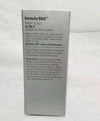 Beauty 360 Prep & Set 2 in 1 BASE & TOP COAT Nails 0.5oz Bottle NEW lot of 2