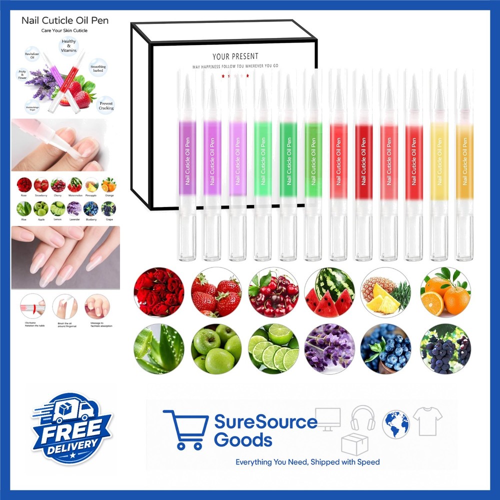 Nail Oil Pen Set 12pcs Moisturizing Gel Polish with Vitamins for Cuticles