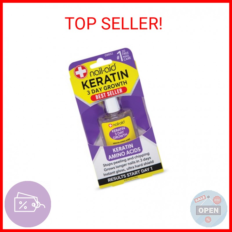 Nail-Aid Keratin 3 Day Growth Nail Treatment & Strengthener, Clear, 0.55 Fl Oz
