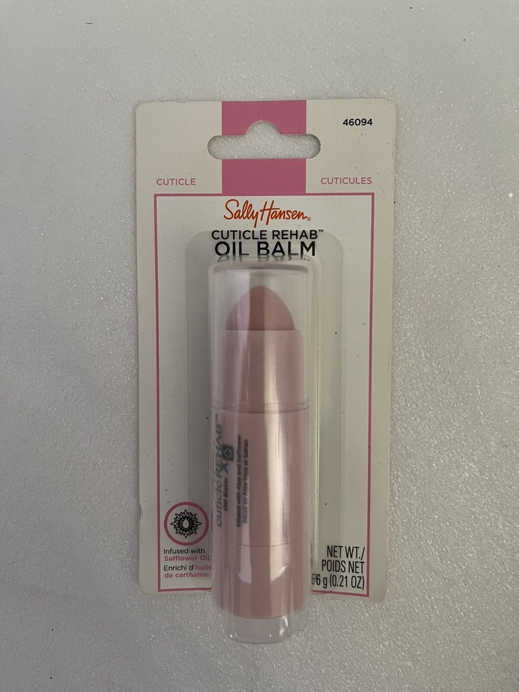 NIB Sally Hansen Cuticle Rehab Oil Balm 0.21 oz Safflower Oil Rough/Dry Relief