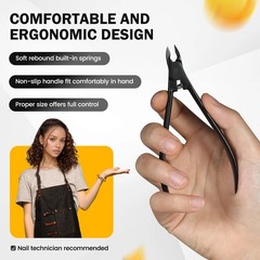 BEZOX Cuticle Cutters for Nails – Precision Half Jaw Clippers, Black