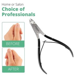 Professional Cuticle Trimmer Nail 3.95 inches, Black Nipper With Pusher