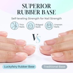 No Wipe Gel Top Coat and Base Set: 2Pcs 15ml Rubber Base, Super Clear