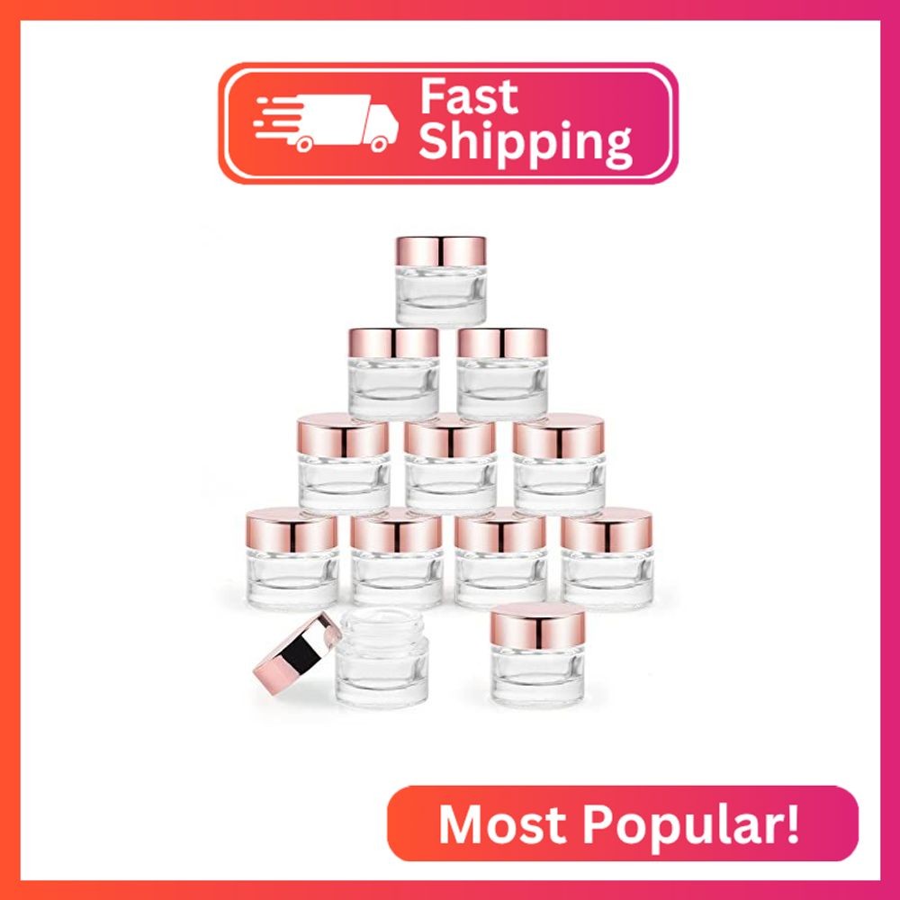 12 Pcs 10g Glass Cosmetic Jars Refillable Clear Cream Bottle Containers Empty Sa