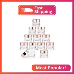 12 Pcs 10g Glass Cosmetic Jars Refillable Clear Cream Bottle Containers Empty Sa