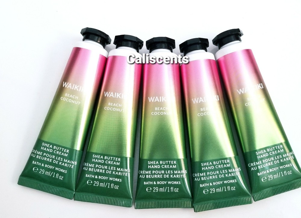 Bath & Body Work WAIKIKI BEACH COCONUT SHEA BUTTER HAND CREAM 1 OZ NEW X5