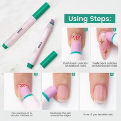 Ceramic Cuticle Oil Pusher Pen -3 in 1 Cuticle Remover Pen for Nails, Nail Care
