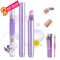 Ceramic Cuticle Oil Pusher Pen: 3-in-1 Nail 1 Count (Pack of 1), Purple Kit-1