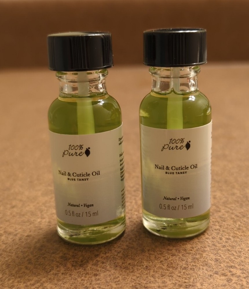 100% Pure Nail & Cuticle Oil Blue Tansy 0.5 FL Oz/15ml Natural Vegan 2 Bottles