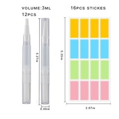 12Pcs 3ml Transparent Twist Pens Cuticle Oil Pen Empty Nail Oil Pen w/ Brush Tip