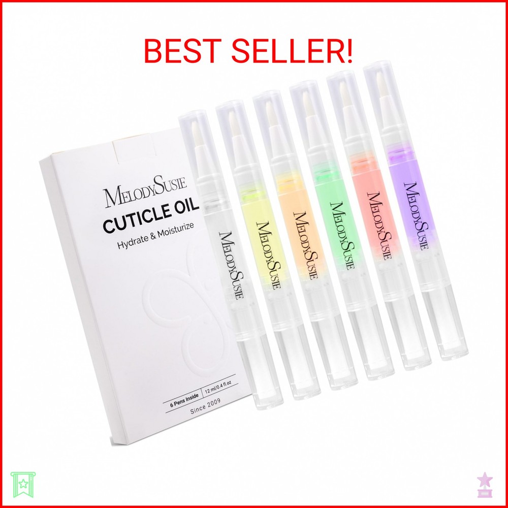 MelodySusie 6Pcs Cuticle Oil Pen Set,Nail Moisturizing Cuticle Oil Enriched with