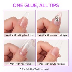 6 in 1 Nail Glue Gel Gelike EC 2Pcs Polish for Press-On Nails Treatment EXP 2/29