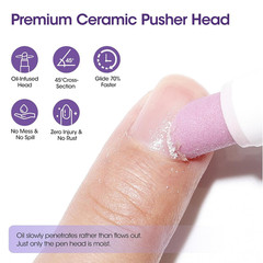 Ceramic Cuticle Oil Pusher Pen Grape Rose Scent 2-in-1 Nail Care Set for