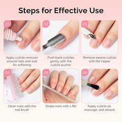 Cuticle Remover Kit 60g Cream 15ML Oil Nipper Pusher Nail File Brush