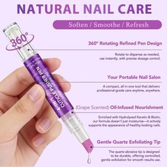 ISUNRISE Cuticle Oil Pusher Pen, 4-in-1 0.12 Fl Oz (Pack of 1), Purple