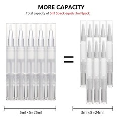 5-Pack Transparent 5ml Nail Oil Pen with Leak-Proof Brush for Beauty Essentials