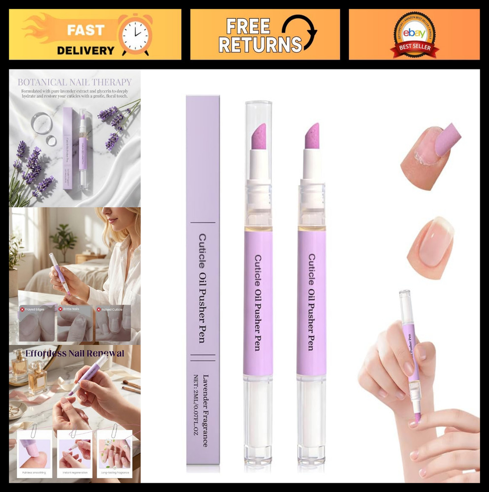 4-in-1 Cuticle Oil Pusher Pen Set – Moisturizing Nail Care, Cuticle Remover, 2 P