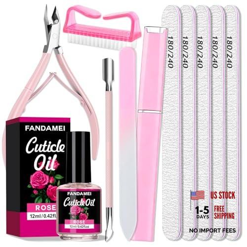 Manicure Kit For Women, Nail Care Kit With Glass Nail File, 5pcs 180/240 Grit