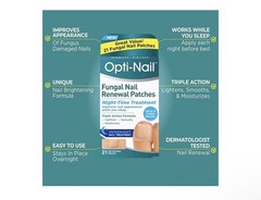 Opti-Nail Fungal Nail Renewal Patches Night-Time Overnight Treatment, 21 Patches