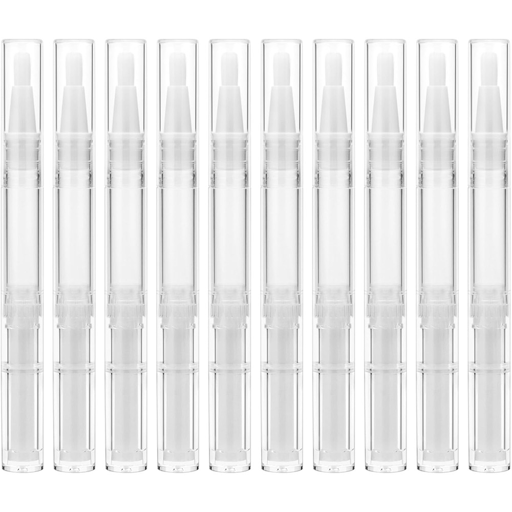10 Pack 3ml Empty Twist Pen with Brush Tip for Cuticle Oil Lip Gloss Nail Care