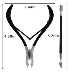 Professional Cuticle Trimmer Nail 3.95 inches, Black Nipper With Pusher