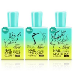 GELLAKTIK Gel Base and Top Coat Set, 3 Pcs 15ml No Wipe Glossy & Matte Black