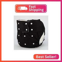 Sigzagor Teen Adult Cloth Diaper Nappy Reusable Washable for Disability Men (Bla