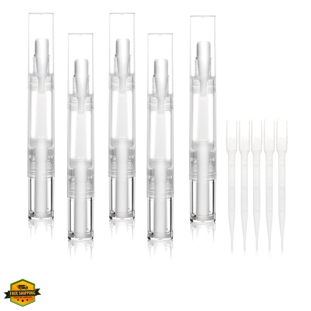 5 pack 5ml Transparent Twist Pen for Cuticle Oil Applicator, Empty Nail Oil P…