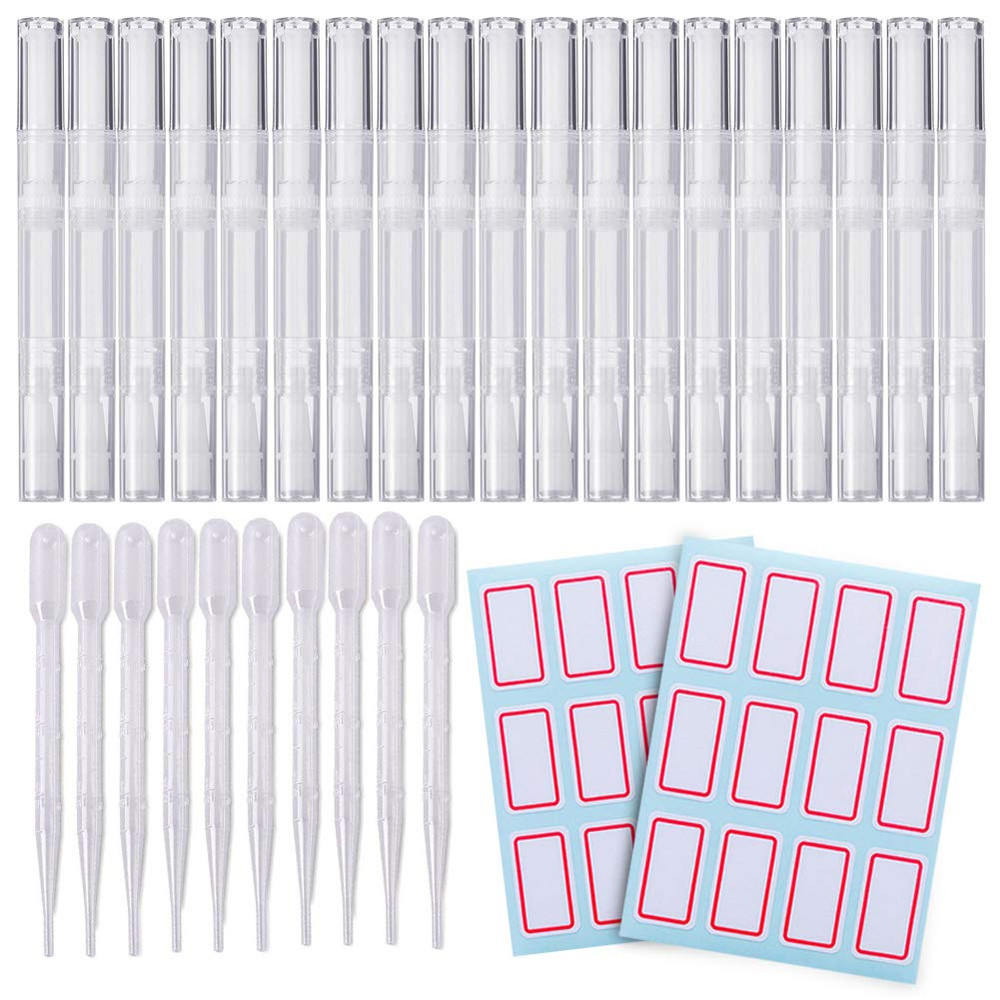 20 PCS Cuticle Oil Pens Transparent Twist Pens Cosmetic Container Empty Cuticle