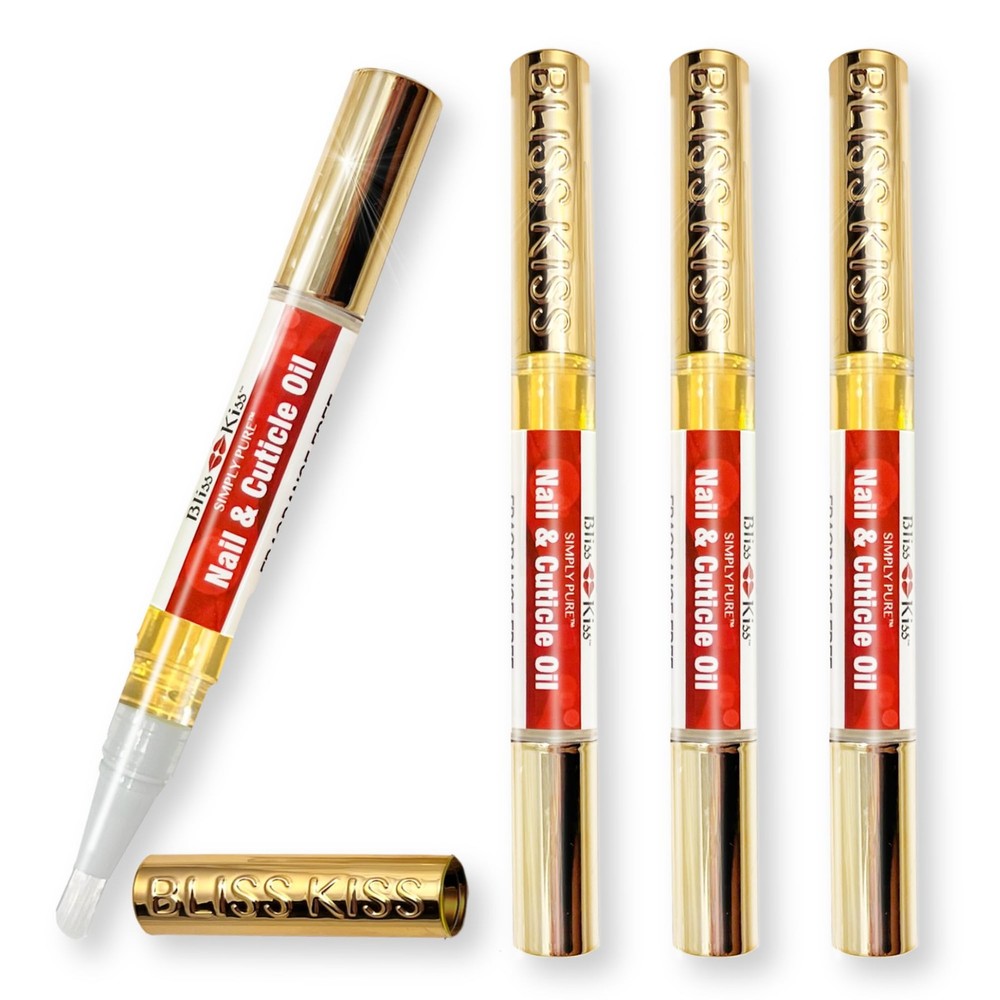 Bliss Kiss | Fragrance Free 4 Nail Oil Cuticle Pens w/Vitamin E Jojoba⏤Nail